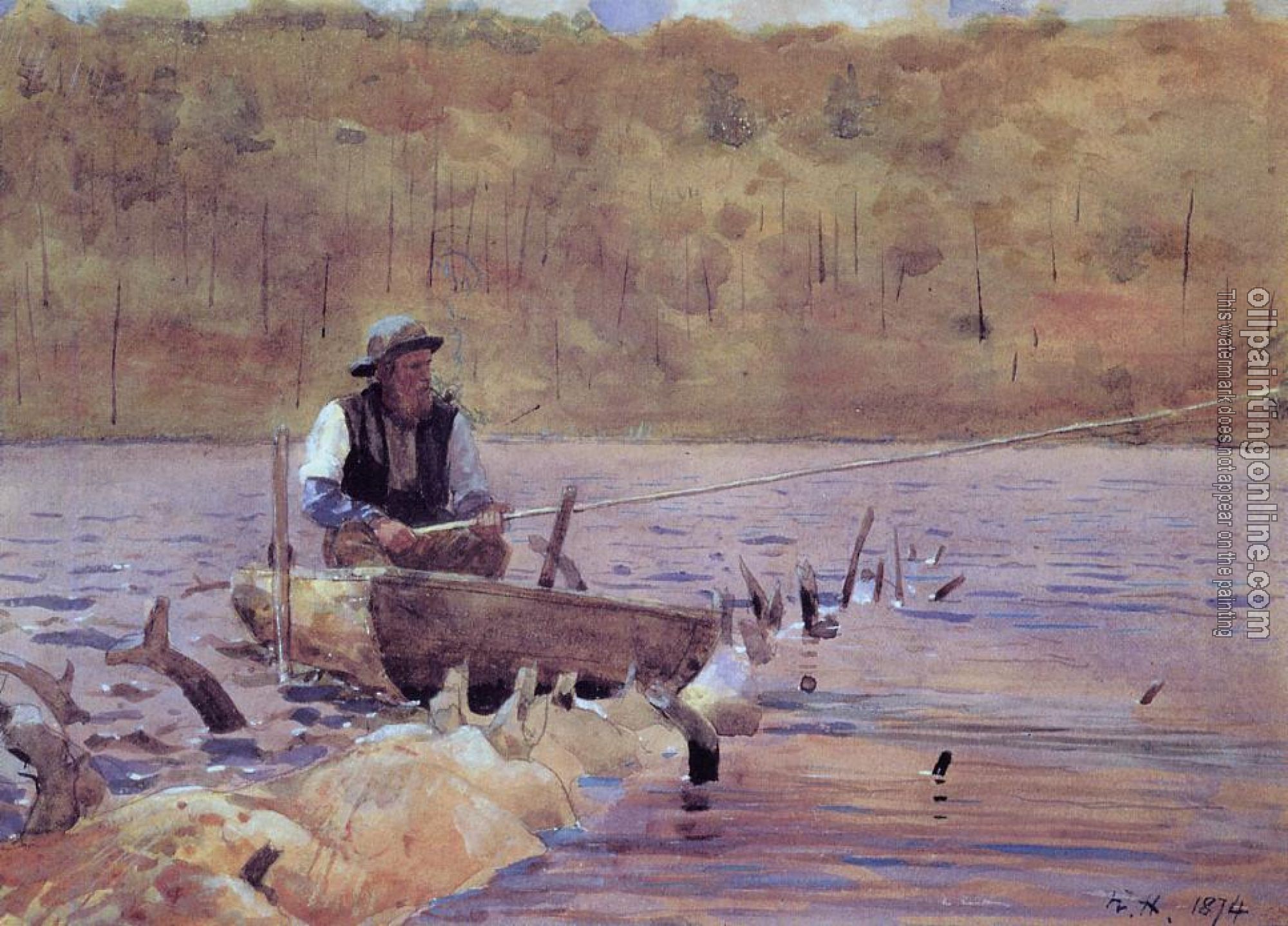 Homer, Winslow - Man in a Punt Fishing